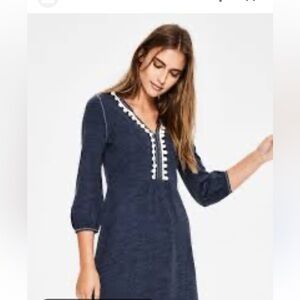 Boden Carina Pom Pom Mini Tunic Dress 100% Cotton size 10
